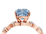Rose gold Fancy Blue Cushion  Solitaire Twisted Band with Prong Setting