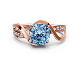 Rose gold Fancy Blue Cushion  Solitaire Twisted Band with Prong Setting_3