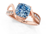 Rose gold Fancy Blue Cushion  Solitaire Twisted Band with Prong Setting_4
