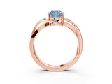 Rose gold Fancy Blue Cushion  Solitaire Twisted Band with Prong Setting_6