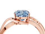 Rose gold Fancy Blue Cushion  Solitaire Twisted Band with Prong Setting_7