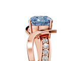 Rose gold Fancy Blue Cushion  Solitaire Twisted Band with Prong Setting_8