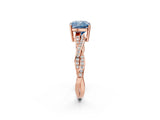 Rose gold Fancy Blue Cushion  Solitaire Twisted Pave Diamond Ring with Four-Prong Setting_26