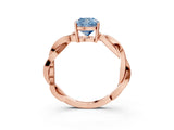 Rose gold Fancy Blue Cushion  Solitaire Twisted Pave Diamond Ring with Four-Prong Setting_27