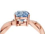 Rose gold Fancy Blue Cushion  Solitaire Twisted Pave Diamond Ring with Four-Prong Setting_28
