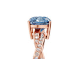 Rose gold Fancy Blue Cushion  Solitaire Twisted Pave Diamond Ring with Four-Prong Setting_29