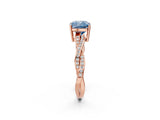 Rose gold Fancy Blue Cushion  Solitaire Twisted Pave Diamond Ring with Four-Prong Setting_83