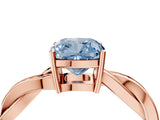 Rose gold Fancy Blue Cushion  Solitaire Twisted Pave Diamond Ring with Four-Prong Setting_85