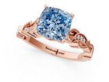 Rose gold Fancy Blue Cushion  Solitaire Vine Band with Milgrain Prong Setting_4