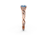 Rose gold Fancy Blue Cushion  Solitaire Vine Band with Milgrain Prong Setting_5