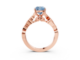 Rose gold Fancy Blue Cushion  Solitaire Vine Band with Milgrain Prong Setting_6