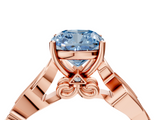 Rose gold Fancy Blue Cushion  Solitaire Vine Band with Milgrain Prong Setting_7