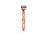 Rose gold Fancy Blue Cushion  Solitaire with Pavé Band and Four-Prong Setting_295