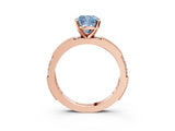 Rose gold Fancy Blue Cushion  Solitaire with Pavé Band and Four-Prong Setting_296