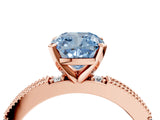 Rose gold Fancy Blue Cushion  Solitaire with Pavé Band and Four-Prong Setting_297