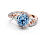 Rose gold Fancy Blue Cushion  Solitaire with Pavé Twist Band and Four-Prong Setting_54