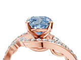 Rose gold Fancy Blue Cushion  Solitaire with Pavé Twist Band and Four-Prong Setting_58