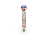 Rose gold Fancy Blue Cushion  Solitaire with Pave Band and Four-Prong Setting_5
