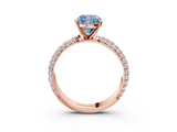 Rose gold Fancy Blue Cushion  Solitaire with Pave Band and Four-Prong Setting_6