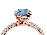 Rose gold Fancy Blue Cushion  Solitaire with Pave Band and Four-Prong Setting_7