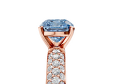 Rose gold Fancy Blue Cushion  Solitaire with Pave Band and Four-Prong Setting_8
