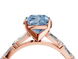 Rose gold Fancy Blue Cushion  Solitaire with Side Baguettes and Channel Set Band_66