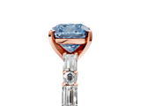 Rose gold Fancy Blue Cushion  Solitaire with Side Baguettes and Channel Set Band_67