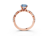 Rose gold Fancy Blue Cushion  Solitaire with Side Stones on a Pavé Band and Four-Prong Setting_26