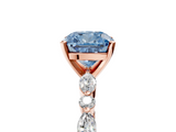 Rose gold Fancy Blue Cushion  Solitaire with Side Stones on a Pavé Band and Four-Prong Setting_28