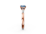 Rose gold Fancy Blue Cushion  Solitaire with Tapered Baguette Side Stones on a Classic Band with Four-Prong Setting_74