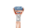 Rose gold Fancy Blue Cushion  Solitaire with Tapered Baguette Side Stones on a Classic Band with Four-Prong Setting_77