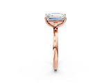 Rose gold Fancy Blue Cushion  and Emerald Cut Toi Moi Ring with Prong Setting_47