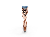 Rose gold Fancy Blue Cushion cut Solitaire Twisted Band Prong Setting Ring_189