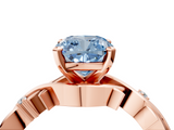 Rose gold Fancy Blue Cushion cut Solitaire Twisted Band Prong Setting Ring_191