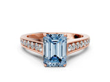 Rose gold Fancy Blue Emerald  Brilliant Cut Diamond Engagement Ring with Pavé Band and Four-Prong Setting_49