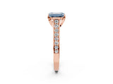 Rose gold Fancy Blue Emerald  Brilliant Cut Diamond Engagement Ring with Pavé Band and Four-Prong Setting_51