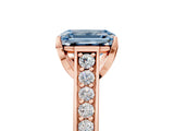 Rose gold Fancy Blue Emerald  Brilliant Cut Diamond Engagement Ring with Pavé Band and Four-Prong Setting_54