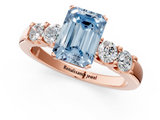 Rose gold Fancy Blue Emerald  Brilliant Cut Diamond Five-Stone Prong Set Engagement Ring with Channel Band_4