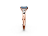 Rose gold Fancy Blue Emerald  Brilliant Cut Diamond Five-Stone Prong Set Engagement Ring with Channel Band_5