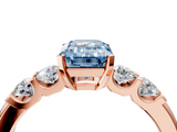 Rose gold Fancy Blue Emerald  Brilliant Cut Diamond Five-Stone Prong Set Engagement Ring with Channel Band_7