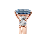 Rose gold Fancy Blue Emerald  Brilliant Cut Diamond Five-Stone Prong Set Engagement Ring with Channel Band_8