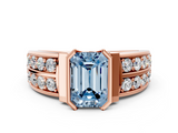 Rose gold Fancy Blue Emerald  Brilliant Diamond Channel Set Wide Band Ring with Bezel Setting_20