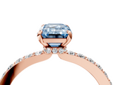 Rose gold Fancy Blue Emerald  Brilliant Pavé Band Solitaire with Four-Prong Setting_45