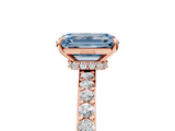 Rose gold Fancy Blue Emerald  Brilliant Pavé Band Solitaire with Four-Prong Setting_46
