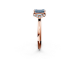 Rose gold Fancy Blue Emerald  Brilliant Solitaire Engagement Ring with Six-Prong Setting and Classic Band_22