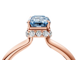 Rose gold Fancy Blue Emerald  Brilliant Solitaire Engagement Ring with Six-Prong Setting and Classic Band_24
