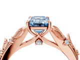 Rose gold Fancy Blue Emerald  Brilliant Solitaire with Leaf Motif Band and Four-Prong Setting_65