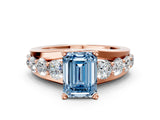 Rose gold Fancy Blue Emerald  Brilliant Solitaire with Side Stones on a Pave Band and Four-Prong Setting_24