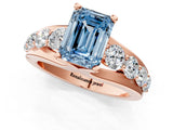 Rose gold Fancy Blue Emerald  Brilliant Solitaire with Side Stones on a Pave Band and Four-Prong Setting_25