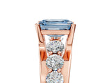 Rose gold Fancy Blue Emerald  Brilliant Solitaire with Side Stones on a Pave Band and Four-Prong Setting_29
